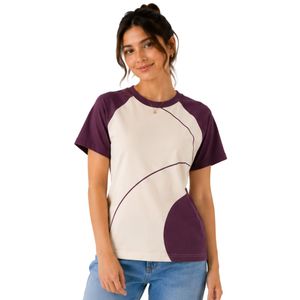 T-shirt raglan violet prune pour femme, col rond, manches courtes, en polyester et coton, décontracté, été, personnalisable avec logo, vêtements OEM ODM - Product Image 1