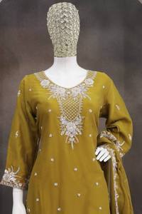 Salwar Kameez Tradicional para Mujer, de Rayón, Largo hasta el Tobillo, Corte Holgado, Bordado Verde, Estilo Étnico de India y Pakistán - Product Image 4