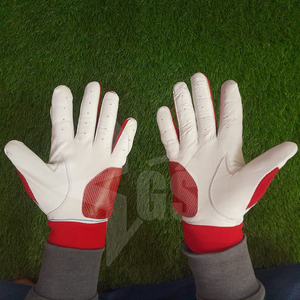 Best Quality Unisex Genuine Leather Baseball Batting Gloves Red Leather Comfortable Adult Softball Gloves For Sports Wear - Product Image 4