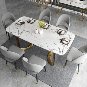 Elegent Modern Rectanglur Dining Tables With <b>Marble</b> <b>Top</b> Luxury Dining Table 6 Seater Metal Dining Table - Product Image 6