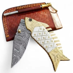 Couteau de poche pliant professionnel en acier Damas 58 HRC, personnalisable, pour camping, pêche et chasse, support OEM/ODM direct usine, EDC - Product Image 1