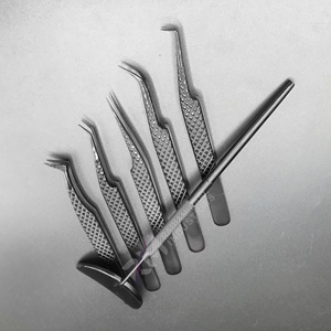 Pince à épiler de précision anti-magnétique pour extensions de cils RMI, pointe en nano-fibre, acier inoxydable japonais, marque privée, pointe en plasma noire - Product Image 6