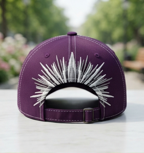 Premium Custom Baseball Frame Embroidered Baseball Cap White <b>Purple</b> 6-Panel Unisex Performance Breathable Waterproof Fleece - Product Image 4