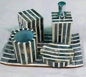 Ensemble de salle de bain en MDF et résine personnalisé, comprenant un distributeur de savon moderne pour la décoration de la maison, ensemble de cinq pièces, imperméable, écologique, luxueux - Product Image 4