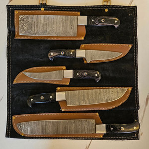 Ensemble de couteaux de chef en acier Damas avec étui en cuir, ensemble de couteaux de cuisine haut de gamme pour la cuisine à domicile, la préparation des aliments et l'utilisation en restaurant - Product Image 2