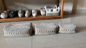 Indonesian's Best Seller Bohemian Rattan Beaded Box Rectangle Storage <b>Bin</b> With Shell Trim Plant Fiber Craft Decorative Organizer - Product Image 4