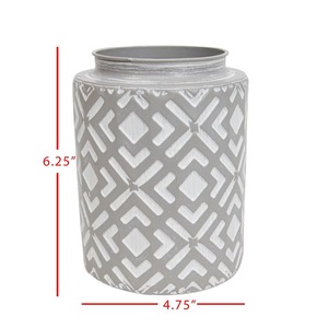 Vase en métal géométrique gris moderne The Vase Edit, hauteur 6,25 pouces, décoration de table faite à la main - Product Image 1