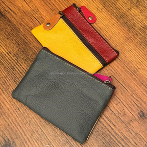Vente en gros de mini porte-cartes de crédit pour femmes, porte-monnaie pour filles, pochette en cuir recyclé coloré de haute qualité faite à la main, portefeuille - Product Image 5