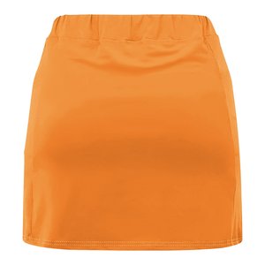 Jupe de sport asymétrique pour femme, taille élastique, couleur unie, avec short intégré, respirante, longueur mini, orange, polyester, été - Product Image 3