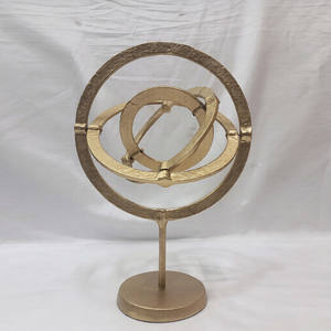 Aluminio Metal forma redonda acabado dorado esculturas modernas de India lujo hecho a mano hogar acento decorativo - Product Image 1