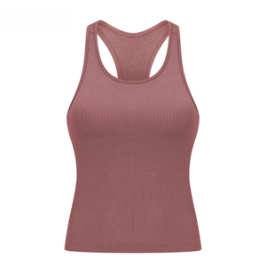 Débardeur côtelé pour femme, couleur unie, col rond, respirant, style sportif, impression personnalisée sur le devant - Product Image 4