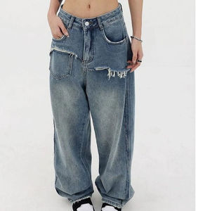 Venta al por mayor de pantalones vaqueros holgados vintage de cintura baja para mujer, lavado ácido, 100% algodón, pantalones vaqueros holgados para mujer - Product Image 3