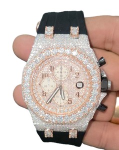 Montre chronographe à quartz Miyota en or rose de luxe, bracelet en caoutchouc analogique, boîtier en acier inoxydable pour homme, résistance à l'eau 10 bars - Product Image 1
