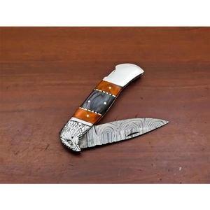 Navaja de Bolsillo Multifuncional Hecha a Mano de Acero de Damasco con Funda de Cuero, Garantía de 14 Días, para Regalo de Aniversario o Padrino de Boda - Product Image 5