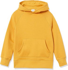 Unisex Yellow Hooded Sweatshirt <b>Raglan</b> Sleeve Fleece Casual Solid Color Regular Fit Autumn Wear - Product Image 1
