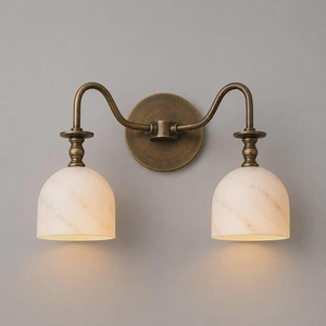 Lámpara de Pared Moderna de Doble Pared con Pantallas de Mármol, Acabado en Latón Antiguo, para Baño - Product Image 3