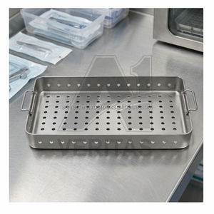 A-1 VERITAS Premium Stainless Steel Perforated Hole Galvanized Surface 5mm <b>Wire</b> Gauge Surgical <b>Mesh</b> Utility Tray Medical - Product Image 1