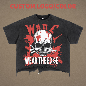 Camiseta Oversize Personalizada al por Mayor, Estilo Vintage Streetwear, 100% Algodón, con Gráficos Desgastados para Hombre - Product Image 6