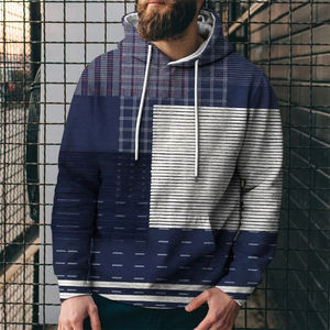 Sudadera con capucha divertida para hombre, simulación 3D, costura, estampado a cuadros, sudaderas con capucha, ropa para hombre, jerséis de calle de gran tamaño de nuevo diseñador- - Product Image 5