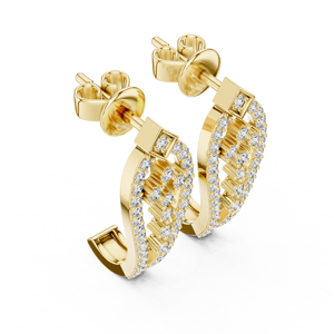 14K 18K Yellow Gold Huggie Half <b>Hoop</b> <b>Earrings</b> Round Cut Lab Grown Diamond Push Back <b>Earrings</b> DEF VVS Fine Jewelry for Women Gift - Product Image 4