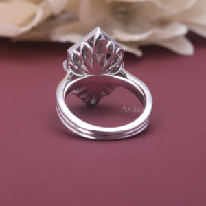 Bague de fiançailles en diamant de laboratoire certifié IGI, taille radiant, style Art Déco, halo, en argent sterling 925 massif, bague vintage - Product Image 4