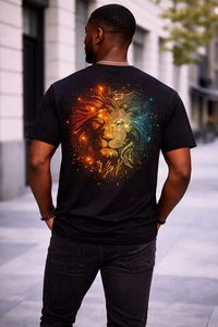 Camiseta Negra Oversize para Hombre, Estilo Veraniego con Estampado de León con Pedrería, Algodón, Estilo Urbano, Corte Holgado, Logotipo Personalizado, Último Diseño - Product Image 4