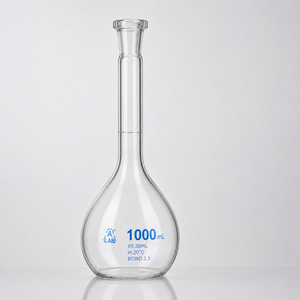 Fiole graduée volumétrique de 1000 ml, classe A, avec bouchon en polyéthylène pour usage en laboratoire - Product Image 1