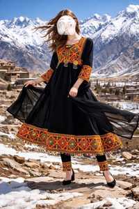 Women's Afghani Casual <b>Dresses</b> Luxury Ethnic Embroidered Bohemian Style Festival Clothing Supplier Collection - Product Image 5