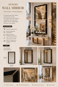 Espejo de Pared con Incrustaciones de Hueso, Diseño de Guijarros, Espejo Decorativo para Baño, Dormitorio, Sala de Estar, Moderno y Elegante, Montado en la Pared, 24*36 Pulgadas - Product Image 4