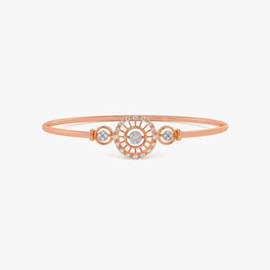 Rose Gold Lab Grown Diamond Circular Halo <b>Bangle</b> <b>Bracelet</b> - Product Image 2