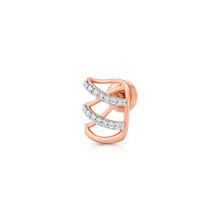 Rose Gold Spiral Wave Diamond <b>Ear</b> <b>Cuff</b> <b>Earrings</b> - Product Image 2