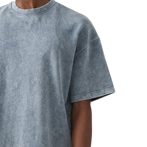 T-shirt Homme Oversize Col Rond Épaules Tombantes Manches Courtes Amples Coupe Boxy Effet Délavé Décontracté Streetwear Coton Personnalisé Vente en Gros - Product Image 6