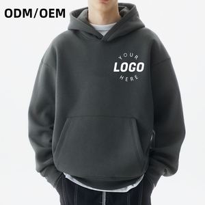 Sweat-shirt à capuche surdimensionné pour homme, 100% coton, tissu French Terry, logo imprimé sur le devant, vêtement décontracté pour l'automne, personnalisable ODM/OEM - Product Image 1