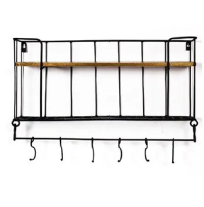 Estante flotante de metal para colgar en la pared, organizador de almacenamiento con ganchos para decoración del hogar. - Product Image 3