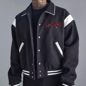 Chaqueta Bomber Unisex de Algodón 100% Personalizada, Estilo Casual, Negra, para Invierno, Estilo Urbano, Holgada, Tipo Béisbol, Servicio OEM, Gran Venta - Product Image 1