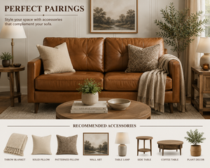 Retro Genuine Leather Loveseat Caramel <b>Small</b> Scale <b>Sofa</b> with Clean Lines for Modern Boho & Transitional Spaces - Product Image 4