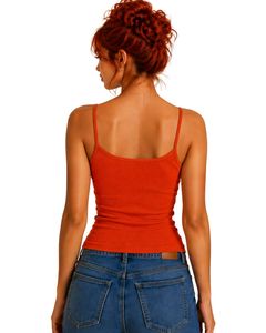 Custom <b>Red</b> Women Lace Trim Ribbed <b>Cami</b> Tank <b>Top</b> Spaghetti Strap Sleeveless Cotton Slim Fit Casual Summer Crop Vest Fashion Wear - Product Image 2