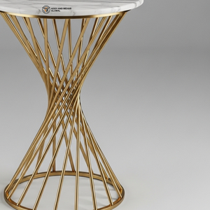 Luxury <b>Round</b> White Marble Top <b>Stool</b> with Gold Stainless Steel Base Modern Decorative Side Table Premium Metal Pedestal - Product Image 4