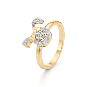 Anillo de Cóctel de Oro de 18K con Diamantes para Mujer, Diseño de Mickey Mouse, Estilo Lindo - Product Image 1