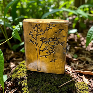 Diario Hecho a Mano de Cuero Genuino Vintage con Cubierta Grabada con el Árbol de la Vida y Papel Hecho a Mano con Borde Desflecado - Product Image 1