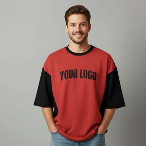 T-shirts surdimensionnés pour hommes, logo imprimé sur le devant, col rond, manches courtes, 100% coton, grande taille, décontracté, hip hop, été - Product Image 1