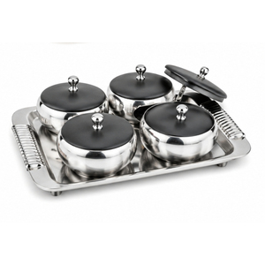 Ensemble de 3 bols à fruits secs en métal martelé de luxe avec plateau, pots à dattes et noix en métal doré avec couvercle en bois, vaisselle - Product Image 3
