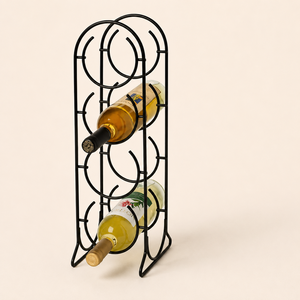 Countertop <b>Wine</b> Rack for 6 Bottles Wood & Black Metal Frame Tabletop <b>Wine</b> Holder Modern Bar Furniture for Kitchen Bar Use - Product Image 2