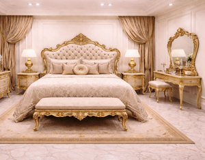 Juego de Cama Princely con Cabecera Alta para Hogar Estilo Mansión, Cama King Size de Lujo con Tallado Dorado, Compre Muebles de Dormitorio de Madera de Teca en Australia - Product Image 2