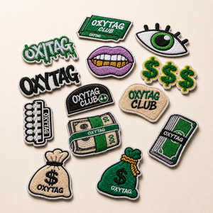 Oxytag Embroidered <b>Patch</b> Set Money Eye Lips Design <b>Sew</b>-<b>On</b> Applique <b>Patches</b> for Hoodie Customization Wholesale Rate OEM - Product Image 3