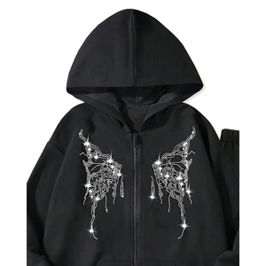Men's Hooded Casual Printed Solid Rhinestone Tracksuit 100% Cotton Breathable Lightweight Baggy Oversized <b>Distressed</b> Vintage - Product Image 5