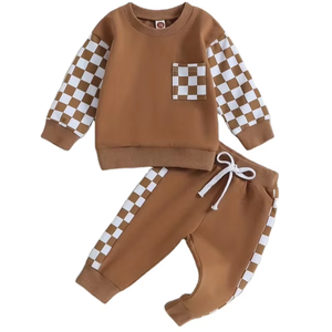 Customized Brand Baby Casual Print Color-Block Zip-Up Hooded Long Sleeve Jersey Sweatshirt Joggers 100% Cotton Worsted Fabric - Product Image 1