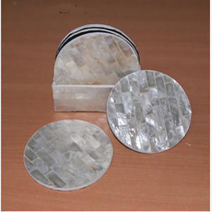 Vajilla de cristal con diseño de concha de capis, mosaico decorativo, tamaño 10 cm, juego de 6 piezas con caja. - Product Image 3