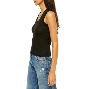 Débardeur en tricot noir pour femme, col rond, couleur unie, respirant, décontracté, sans manches, longueur courte - Product Image 5
