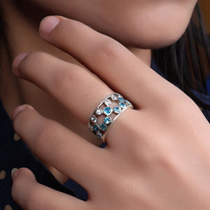 Nuevo Anillo de Plata de Ley 925 con Gema Azul 2026 para Mujeres y Niñas, Ideal para Bodas y Fiestas - Product Image 1